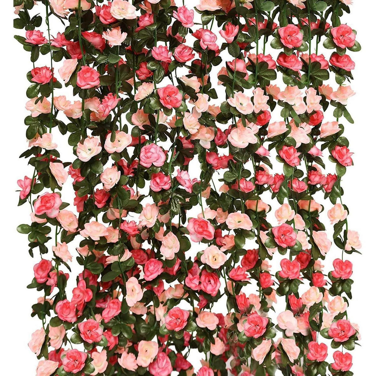 KÜNSTLICHE Blumengirlande 8-teiliges Set Rosa Rosen 2,45 m - Multicolor, Kunststoff (5cm)