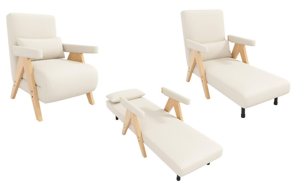 RELAXSESSEL 64/60/87 cm Beige mit Schlaffunktion - Beige, Textil (64/87/60cm) - Oxeza