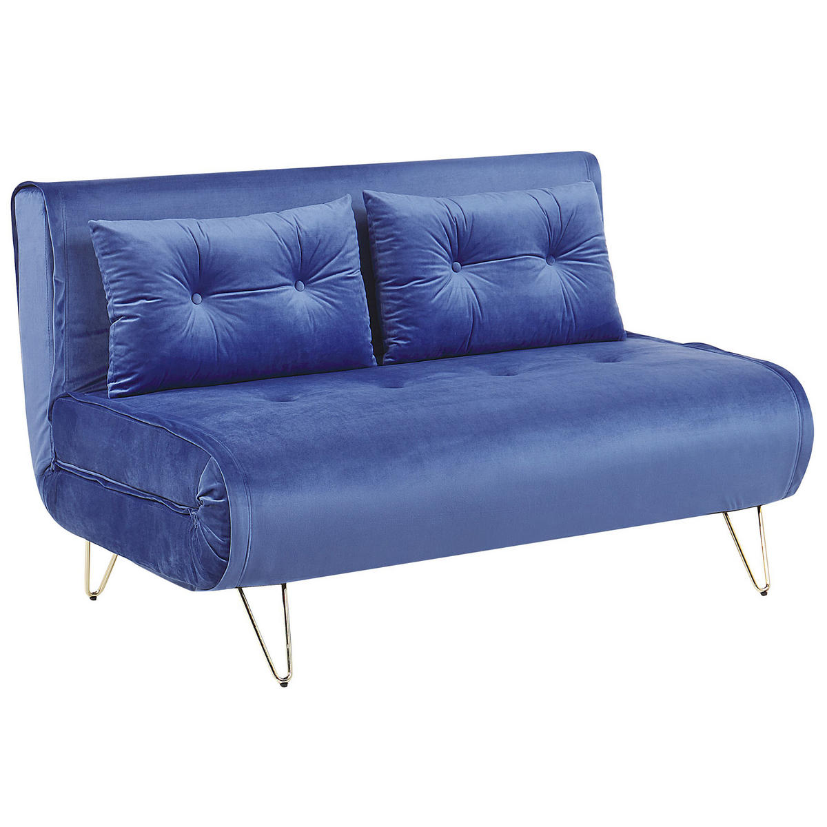 2-SITZER-SCHLAFSOFA Samtstoff Marineblau Vestfold - Hellblau, Textil (130/81/78cm) - Beliani