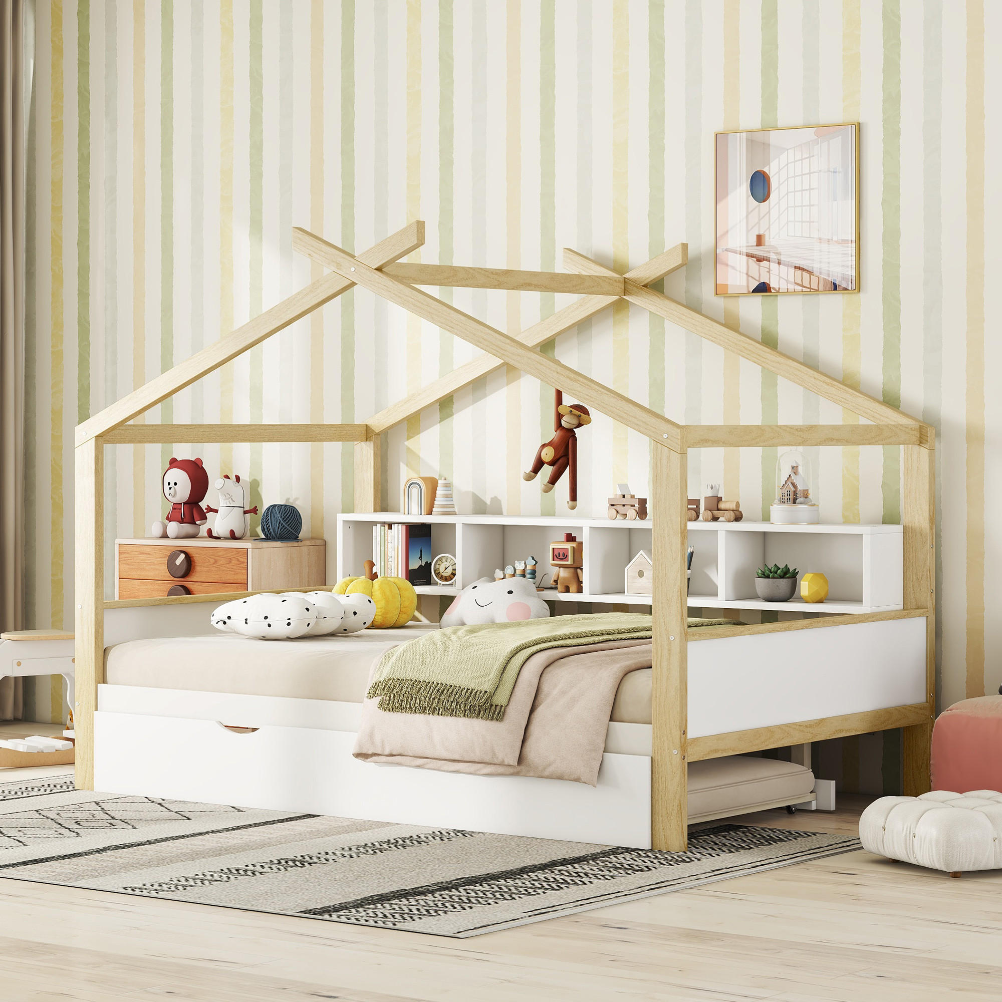 ComfortXL Hausbett Weiß, Natur 140x200 cm