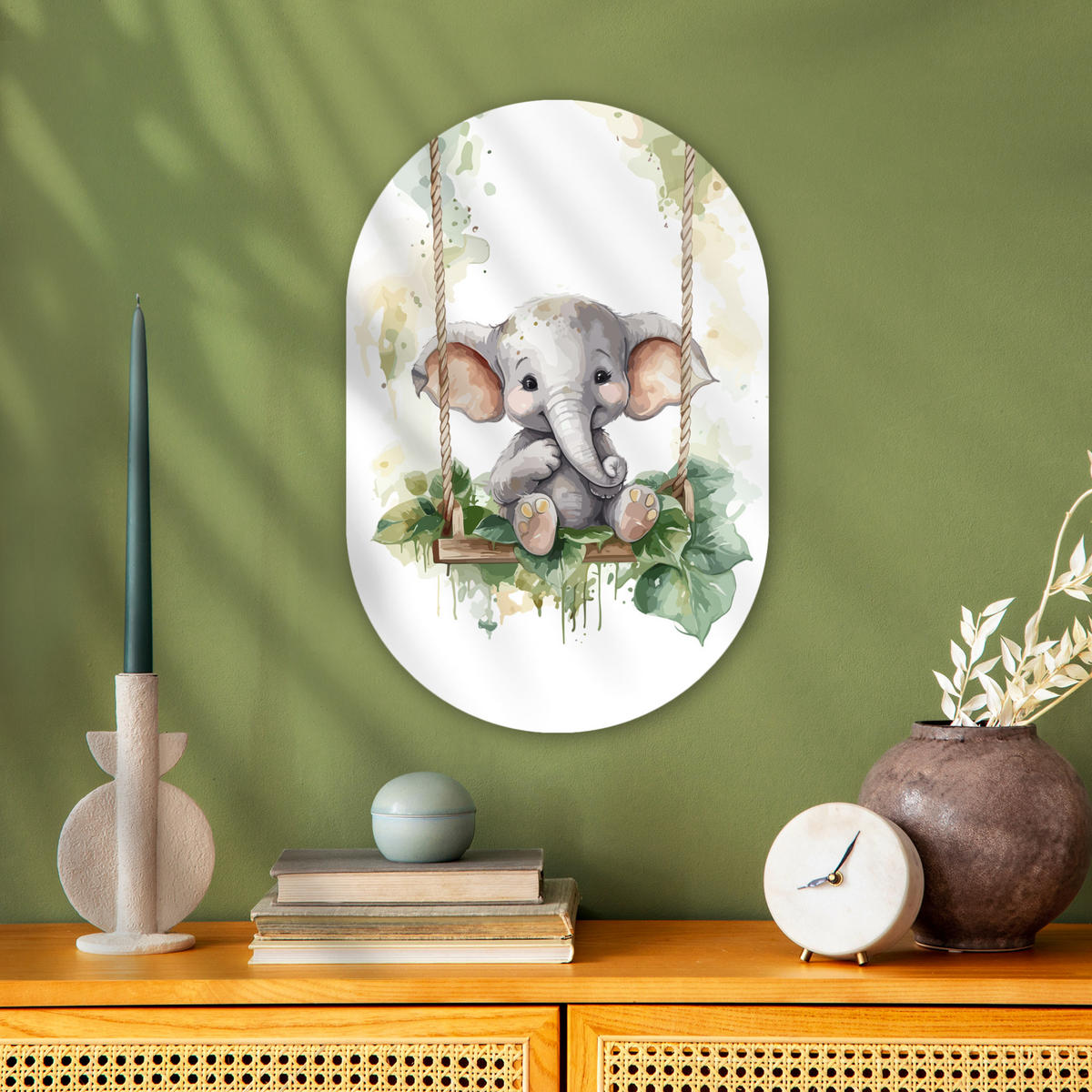WANDBILD Elefant - Tier - Kinder - Dschungel 40x60 cm - Hellgrau, Kunststoff (40/60cm) - MuchoWow