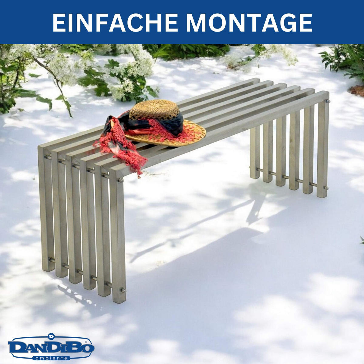 GARTENBANK Edelstahl Wetterfest 115 cm Sitzbank - Silberfarben, Metall (115/43.5/36cm) - DanDiBo