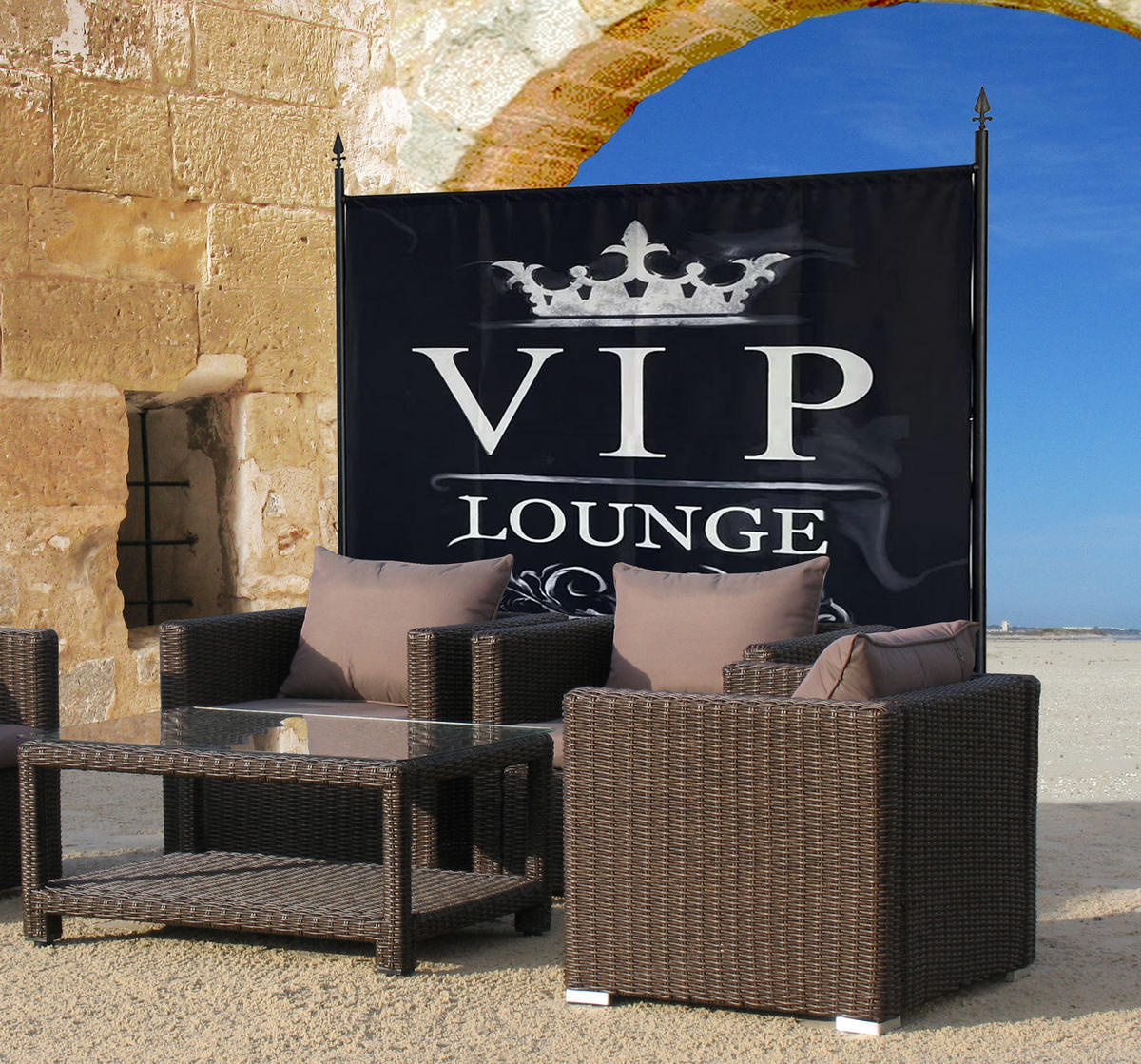 PARAVENT 1-tlg. 180x178 cm VIP - Schwarz/Weiß, Metall (178/180cm) - QUICK STAR
