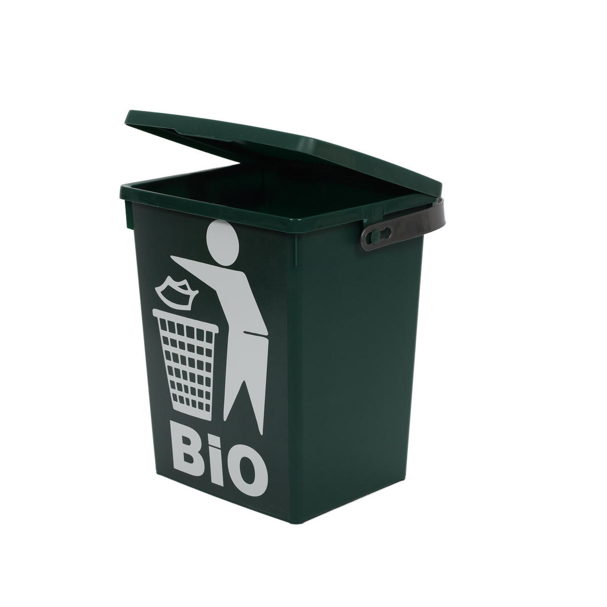 BIO-ABFALLBEHÄLTER mit Logo 5 l 18/16,5/23,5 cm - Schwarz, Kunststoff (16.5/23.5/18cm) - Storage solutions