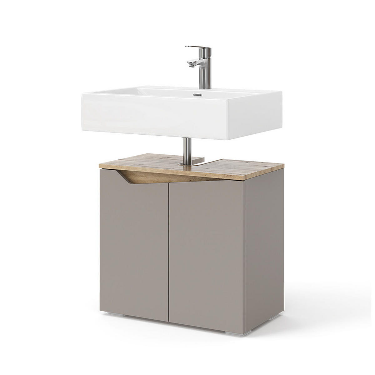 WASCHBECKENUNTERSCHRANK Marelle Greige 60 x 57.5 cm mit 2 Türen - Greige, Holzwerkstoff (60/57.5/35cm) - Vicco