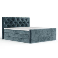 BOXSPRINGBETT Hugo Blau 160/200 cm - Blau/Schwarz, Holz/Holzwerkstoff (160/200cm) - Maison de Reve