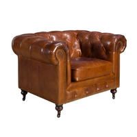 CHESTERFIELD-SESSEL Cognacbraun Mahagoni 120/94/79 cm - Braun, Leder/Holz (120/79/94cm) - ANGEL CERDA