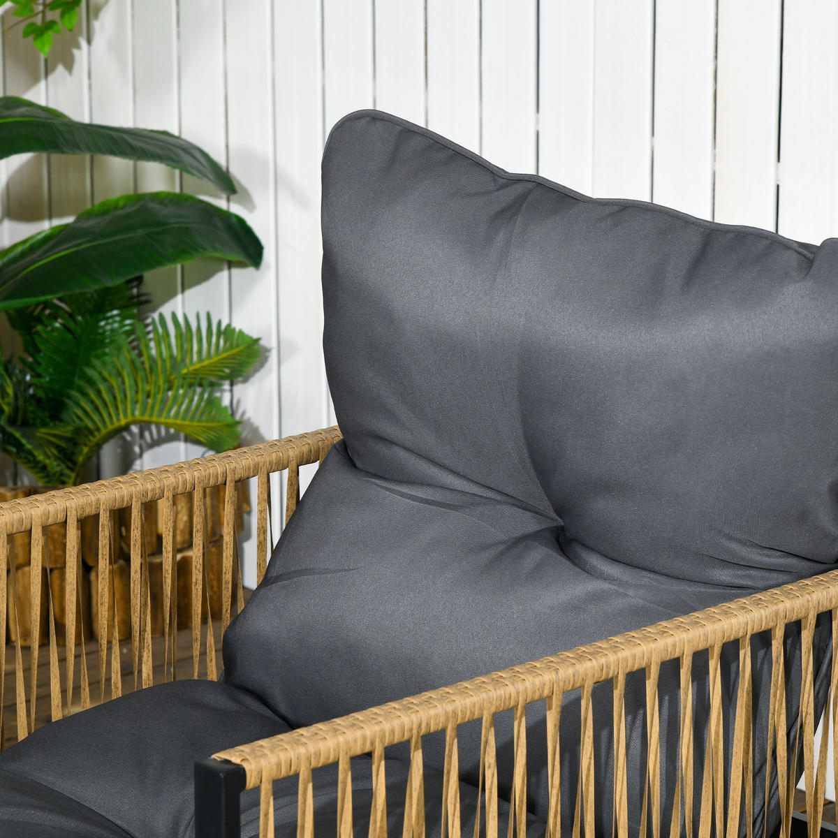 GARTENGARNITUR 4 tlg.Gartenset,Loungegarnitur,Ratten,Grau - Grau, Metall - LVHOM