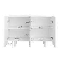 SIDEBOARD mit tropfenförmigen Türen 4 Türen mit Dämpfungsscharnieren modernes Design - Weiß, Holzwerkstoff/Metall (120/80.8/37.5cm) - EVRYAE