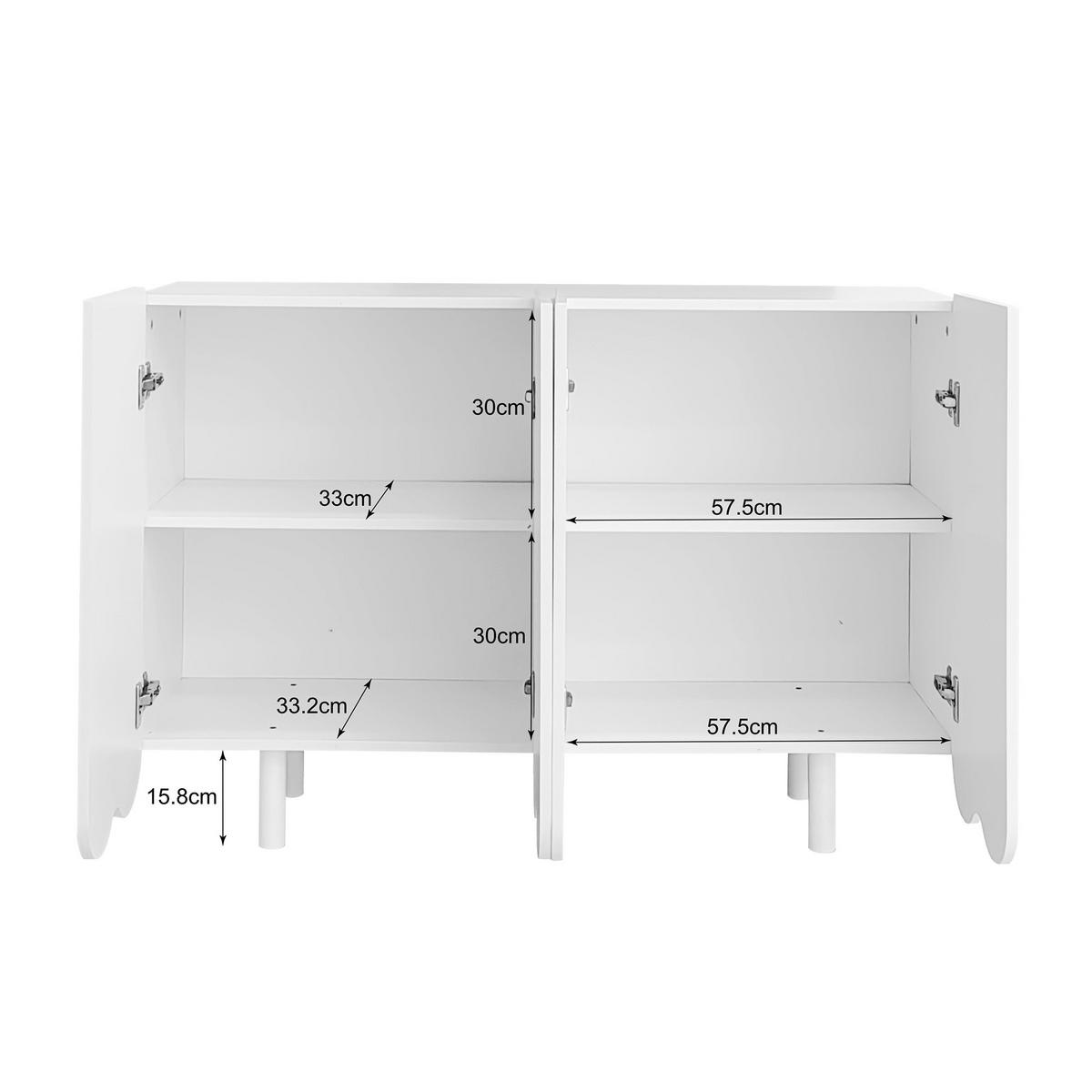 SIDEBOARD mit Metallfüßen und Rillen-Design - Weiß, Holzwerkstoff/Metall (120/80/37.5cm) - Urban Meuble