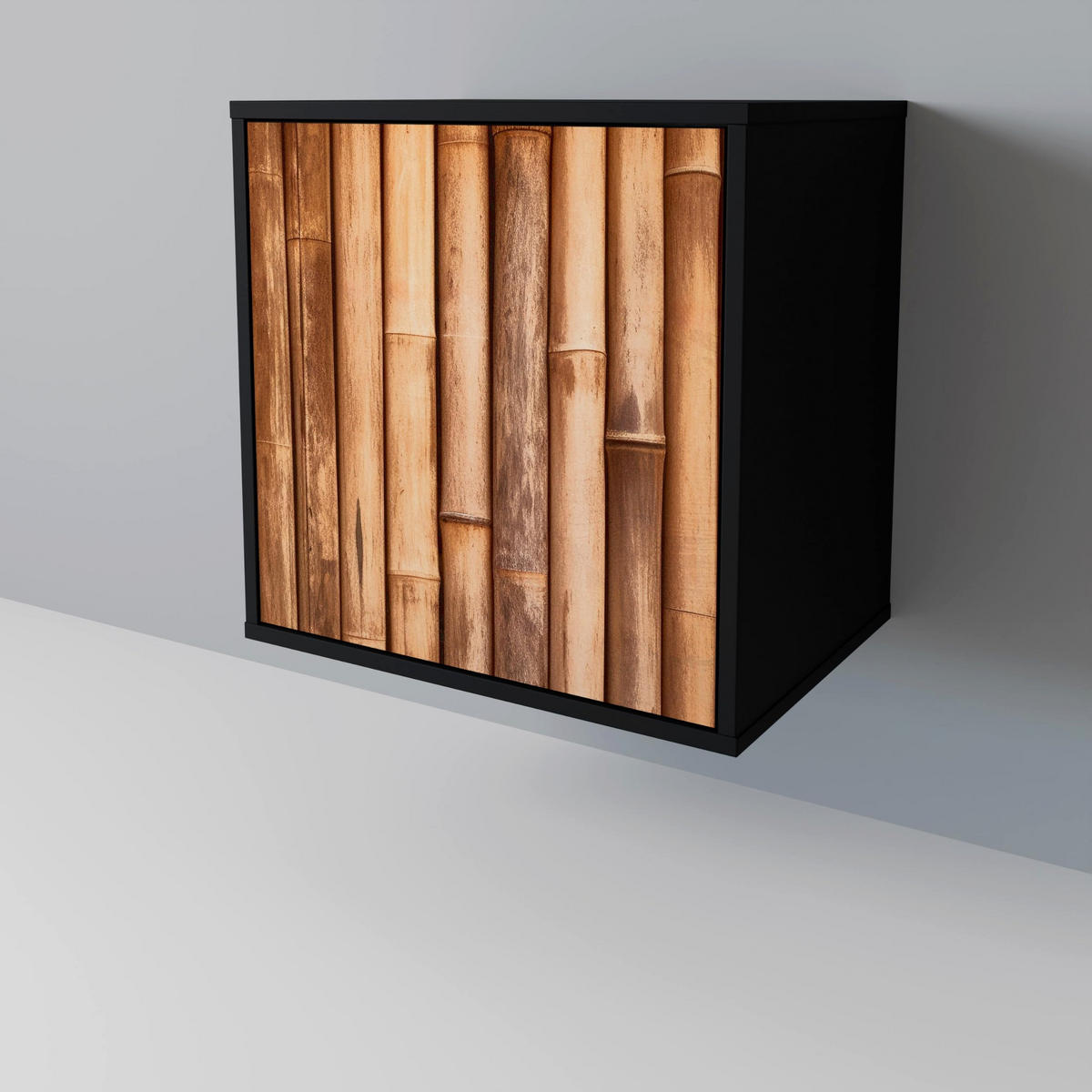 SIDEBOARD NATURAL WOOD, Schwarz, 57,5x42x67,5 cm, Schwarze Metall-Rahmenfüße - Multicolor/Schwarz, Holzwerkstoff/Metall (57.5/67.5/42cm) - SpaceRebels
