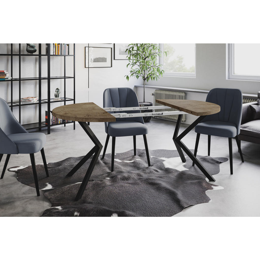 Thumbnail - Alpi-Möbel Esszimmertisch, Dunkelbraun, Schwarz, Holzwerkstoff, Rund, X-Form, 120x76x120 cm, Esszimmer, Tische, Esstisch...