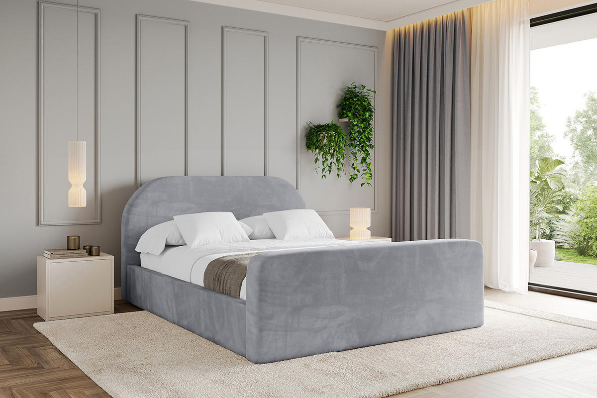 POLSTERBETT mit Bettkasten, Fußteil und Lattenrost, Boxbett mit Matratze H3/H4 - TIVON-Z 120x200 Hellgrau - Hellgrau, Holzwerkstoff/Textil (120/200cm) - ALTDECOR