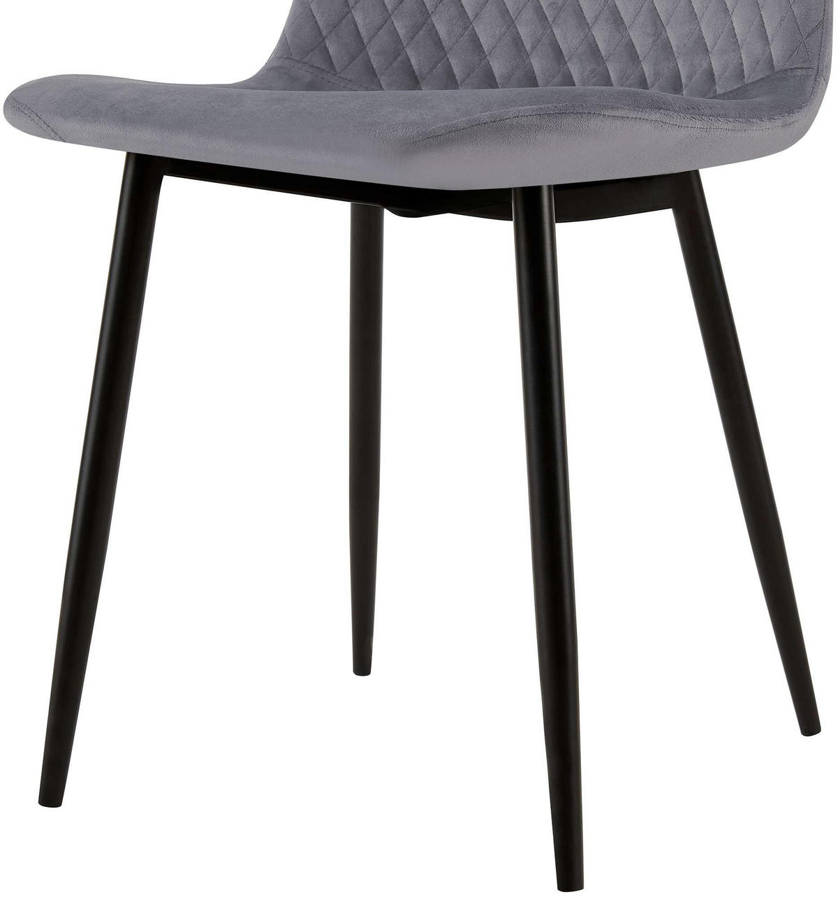 STUHL Samt Grau - Schwarz/Grau, Textil/Metall (44/88/54cm) - CLP