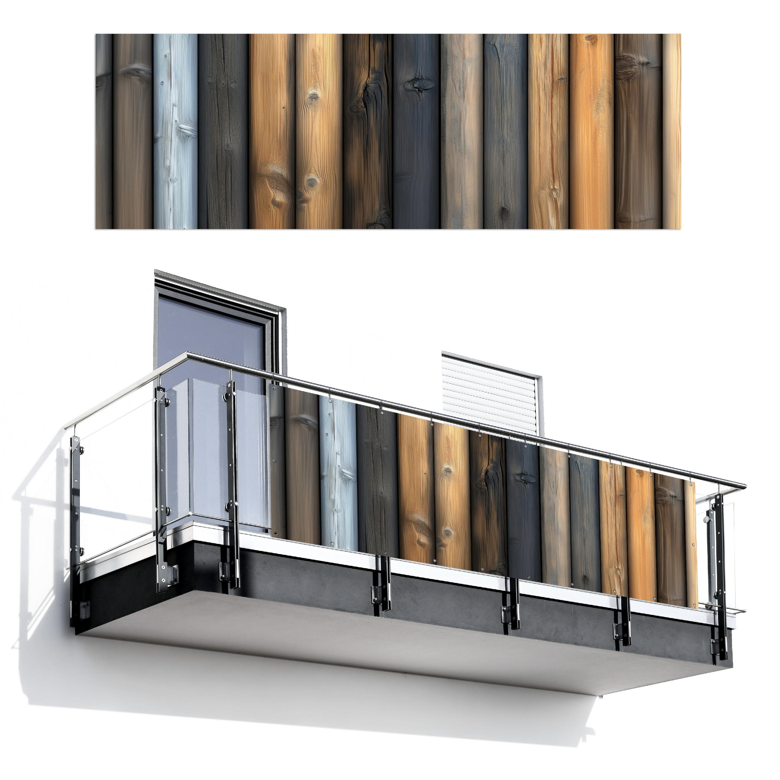 BALKON-SICHTSCHUTZ Holz - Dielen - Gemischt - Teakfarben, Kunststoff (300/100cm) - MuchoWow