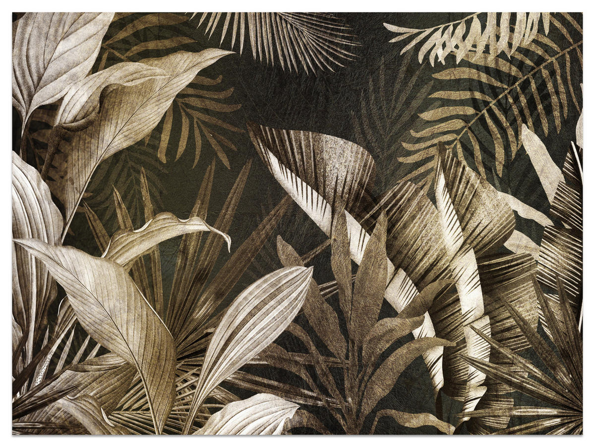 FOTOTAPETE tropische Blätter Pflanzen Retro 250x175 - Beige/Grau, Papier (250/175cm) - Muralo