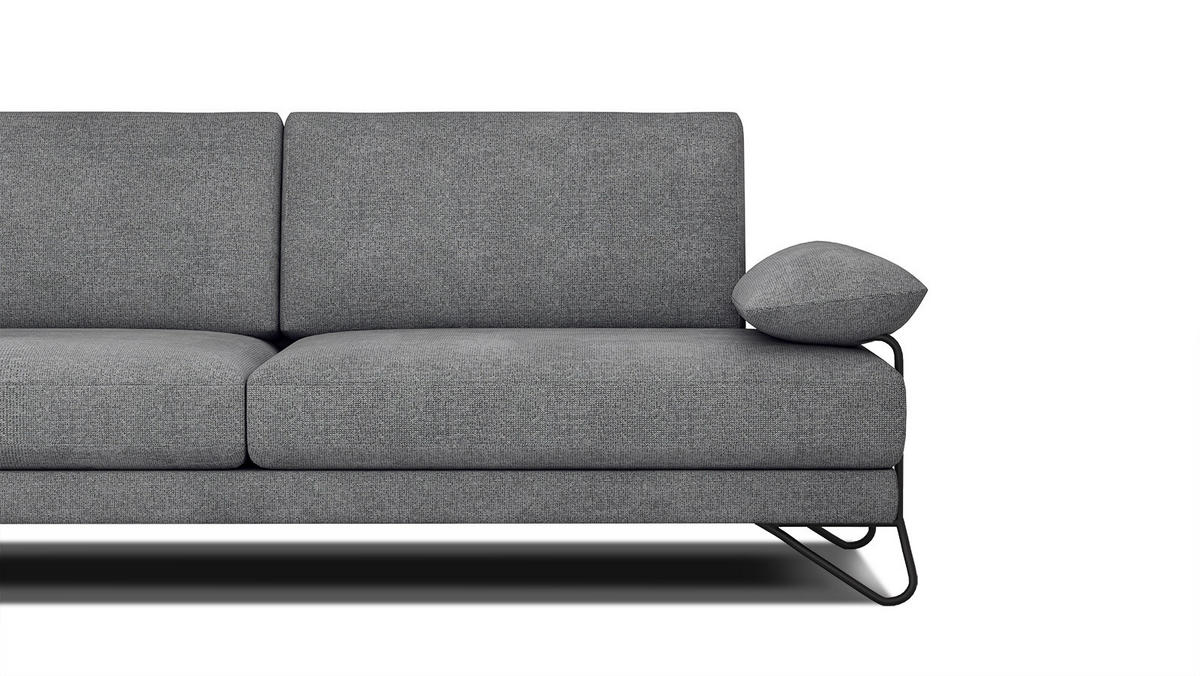 SOFA LORI 3-Sitzer, grau - Schwarz/Grau, Holzwerkstoff/Textil (245/87/96cm) - Courtois Laville