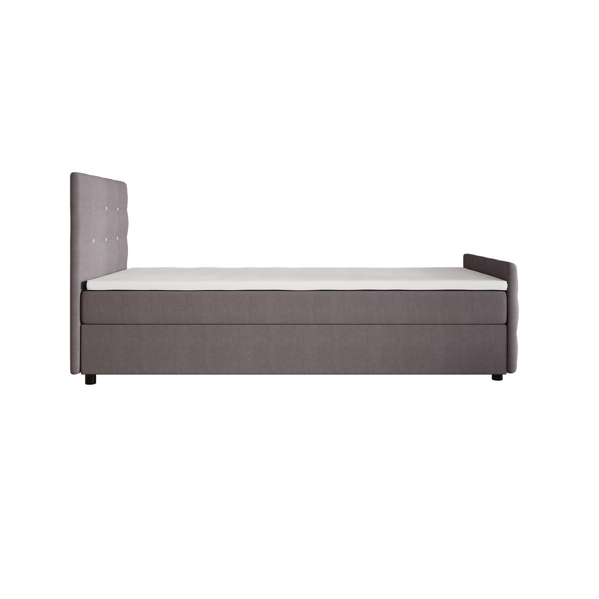 BOXBETT KLEO mini 100x200, mit Matratze H3, Bonell und Topper, Cosmic 160 - Hellgrau, Holz/Kunststoff (100/200cm) - Bedante