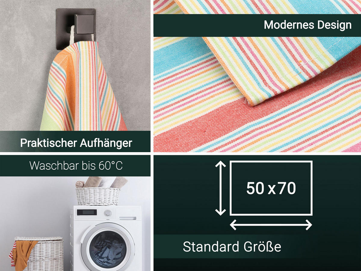 GESCHIRRTÜCHER, 5er-Set, 50x70 cm, 100% Baumwolle, bunt - Multicolor, Textil (50/70cm) - Zollner
