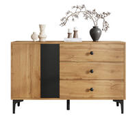 SIDEBOARD 120/35/76 cm Natur/Schwarz aus Holzwerkstoff mit 1 Tür und 3 Schubladen - Schwarz, Holzwerkstoff (120/76/35cm) - OKWISH