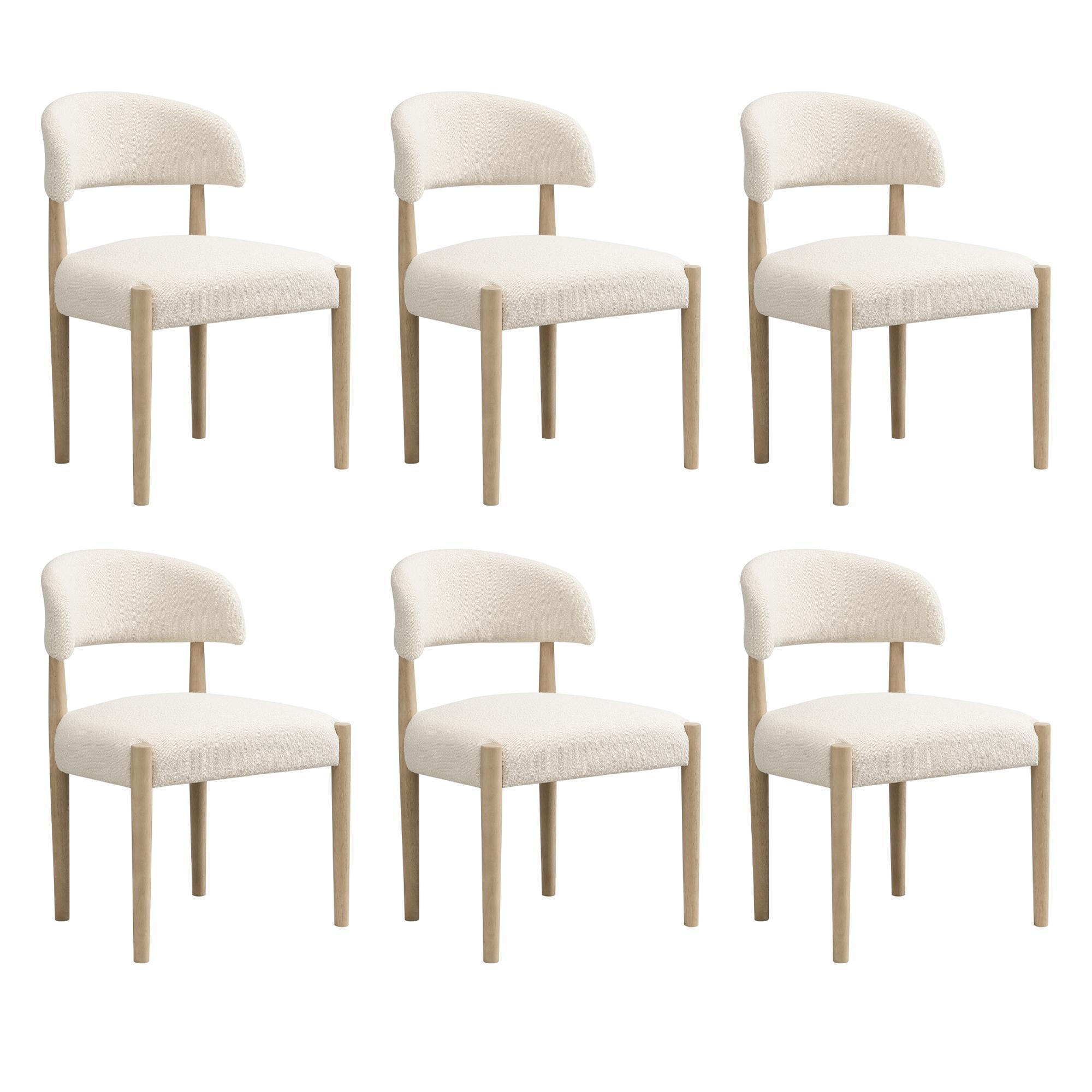 ESSZIMMERSTUHL 6 Stück in moderner Stil - Naturfarben, Holz/Textil (58/78/58cm) - KOMHTOM