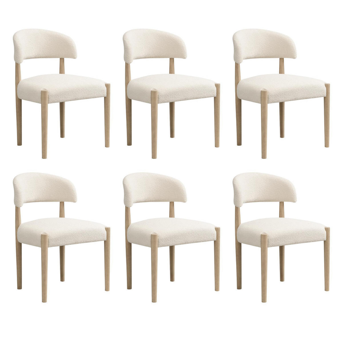 ESSZIMMERSTUHL 6 Stück in moderner Stil - Naturfarben, Holz/Textil (58/78/58cm) - KOMHTOM