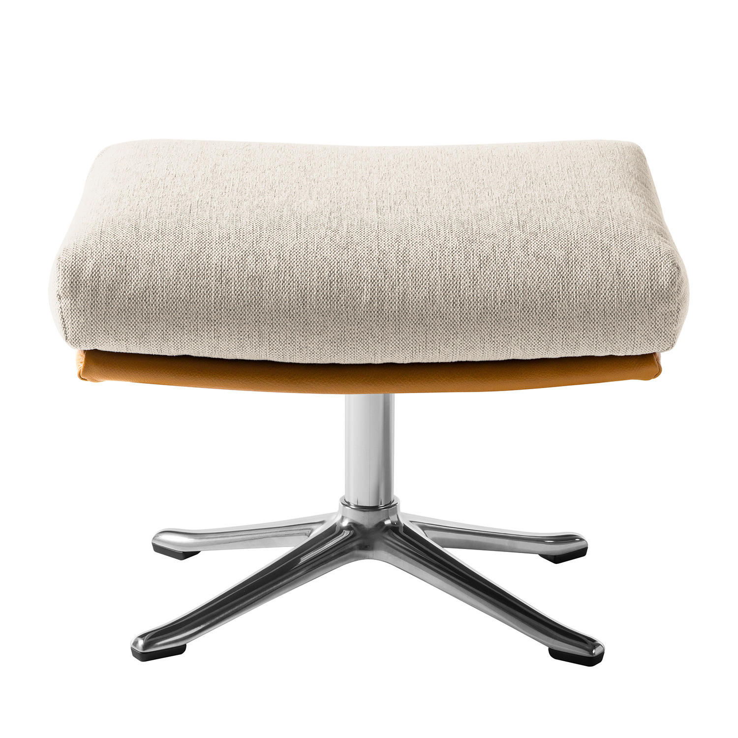 HOCKER mit Kreuzfuß - Chromfarben/Cognac, Textil/Metall (54/41/41cm) - home24