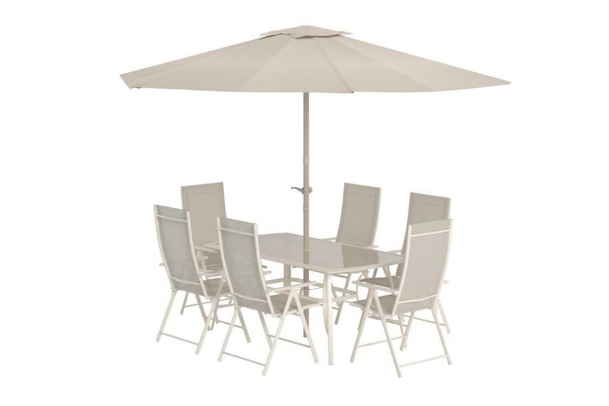 GARTENSET, Brekki, Tisch Beige, Glas, 90 x 150 x 73 cm, 7-teilig - Beige, Glas - ebuy24
