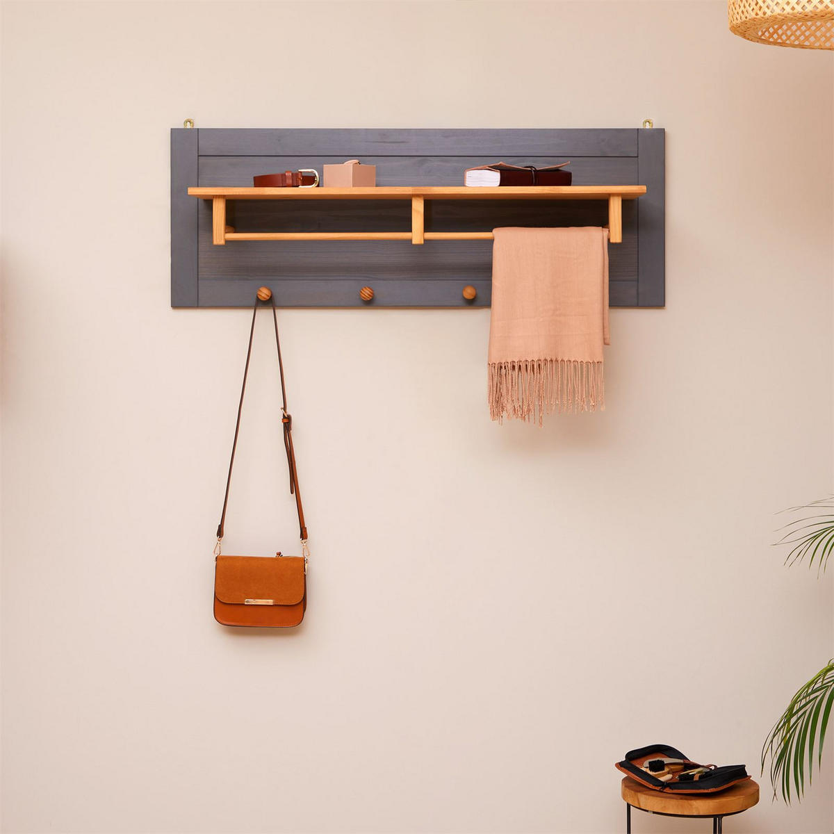 WANDGARDEROBE BOLTON - Anthrazit/Grau, Holz (109/40/27cm) - IDIMEX