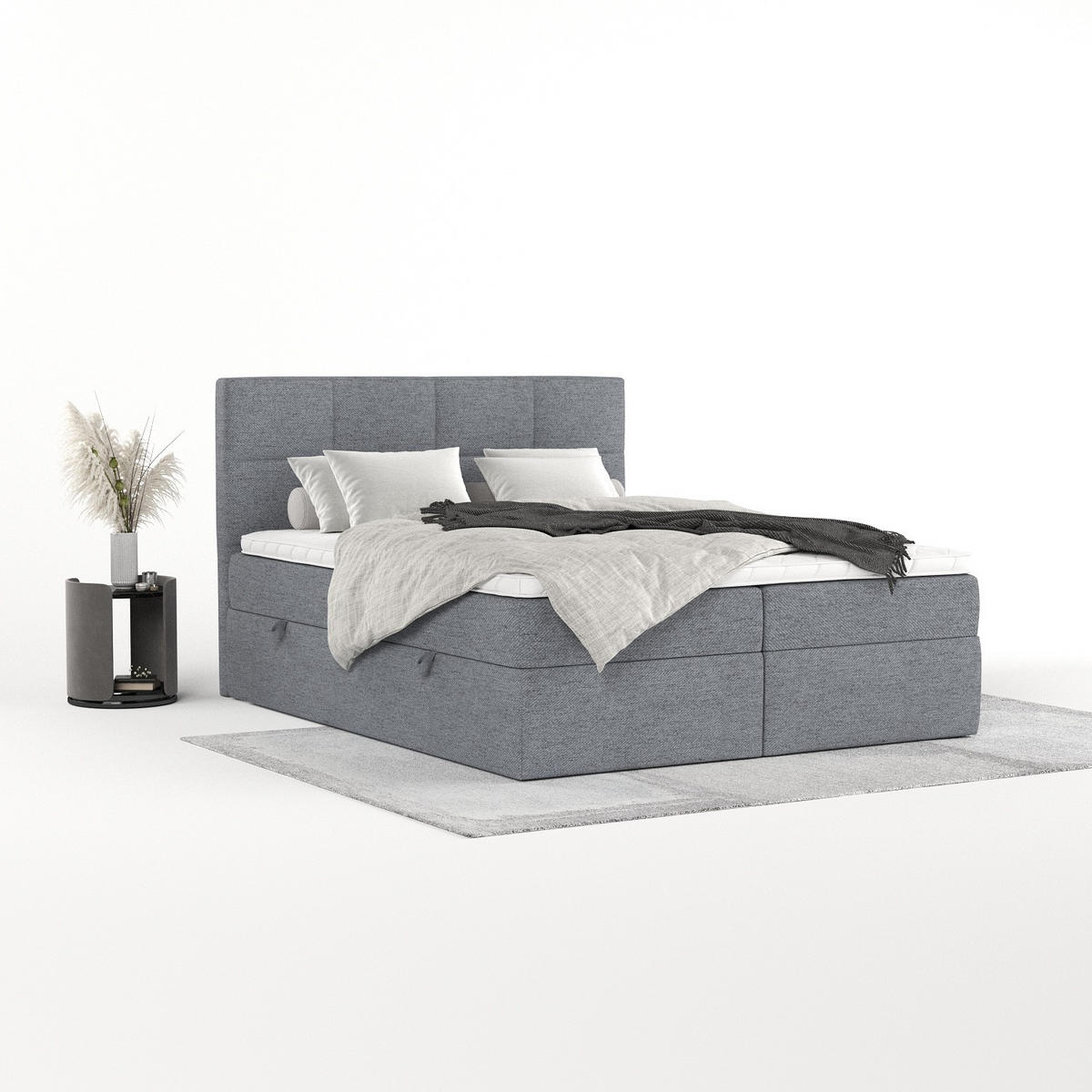 BOXBETT Oris 160/200 cm Grau im Neve Stoff - Schwarz/Grau, Holz/Holzwerkstoff (160/200cm) - AltaBeds