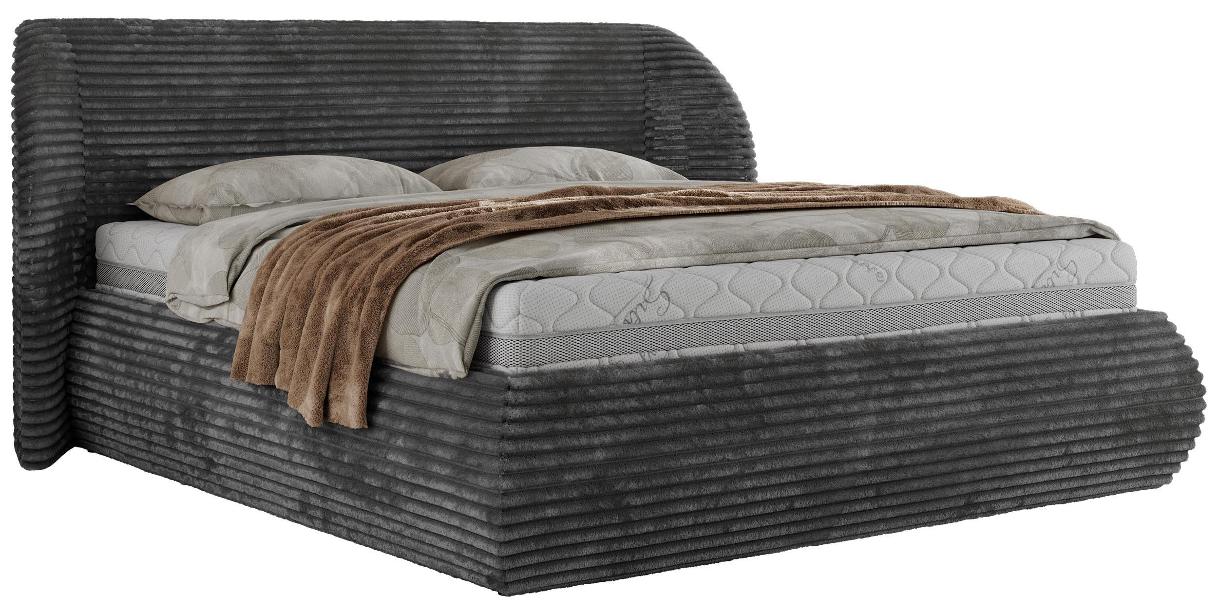 POLSTERBETT CAELA CLASSIC 160/200 - Grau Cord - ELORI LUX - Grau, Textil (160/200cm) - MKS