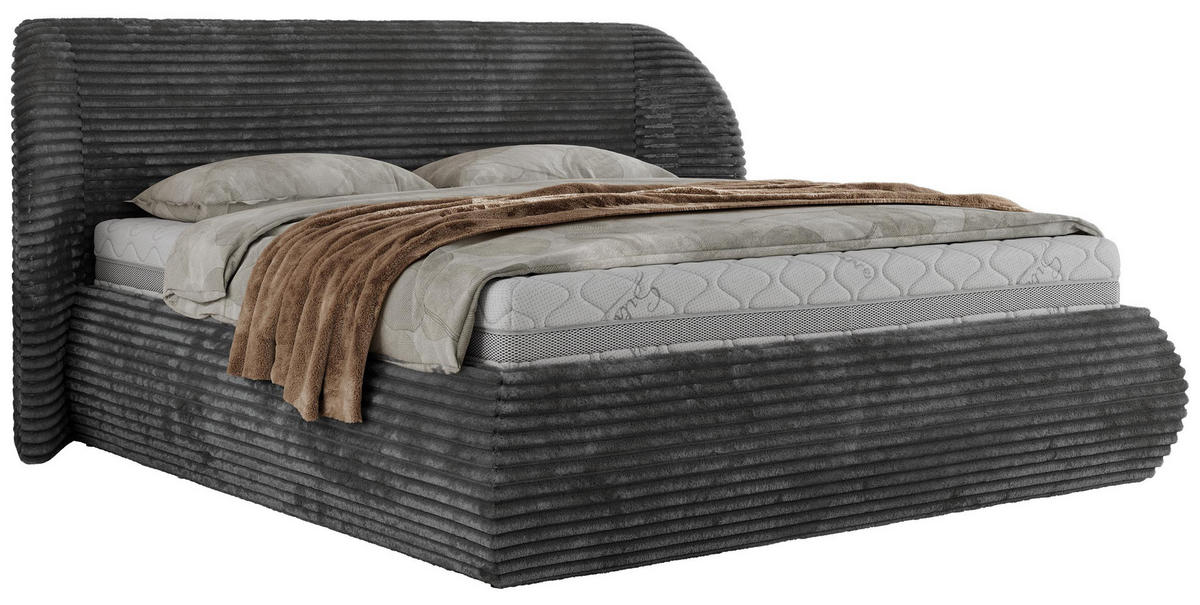 POLSTERBETT CAELA CLASSIC 200/200 - Grau Cord - ELORI LUX - Grau, Textil (200/200cm) - MKS