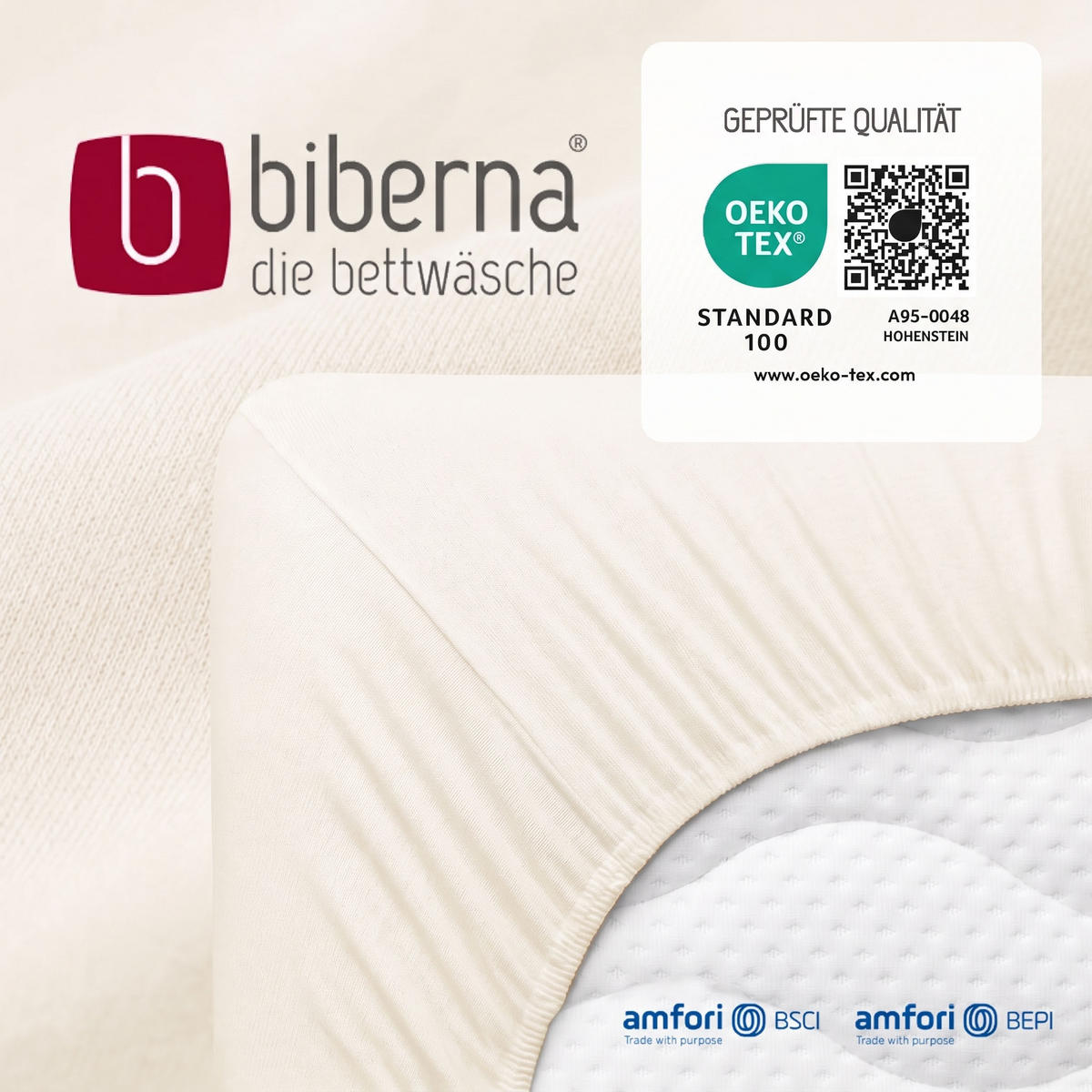SPANNBETTTUCH Basic Jersey natur, 90x190 cm - 100x200 cm - Naturfarben, Textil (100/200cm) - biberna