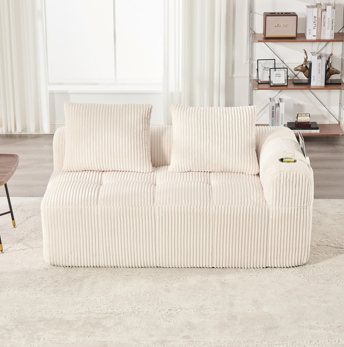 SOFA 2-Sitzer kompakt 158 x 93 x 61 cm Cord Beige - Beige, Kunststoff (158/61/93cm) - Meubliv