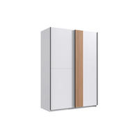 SCHWEBETÜRENSCHRANK Rügen in Weiß und Artisan Eiche – mit Akustiklamellen - Weiß, Holzwerkstoff (135/199/65cm)