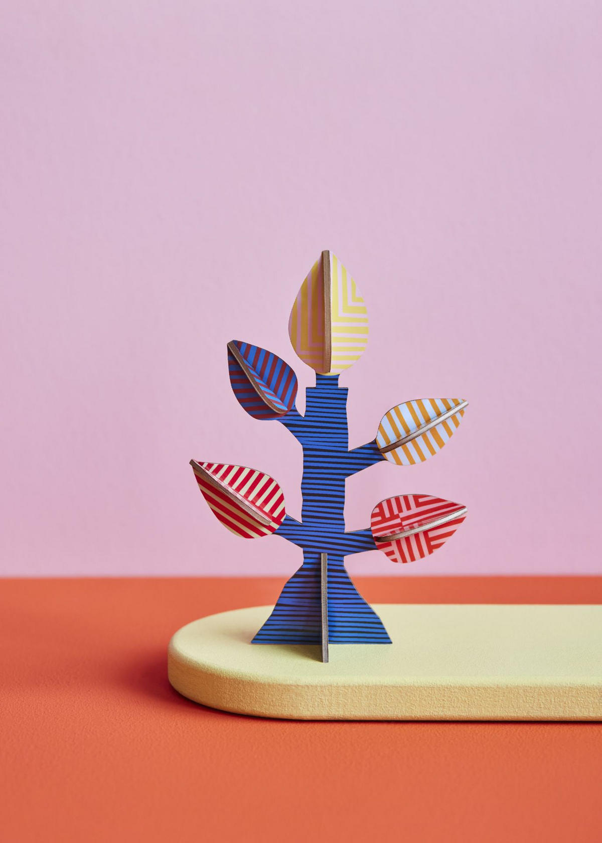DEKOFIGUR Gestreifter Blattba 5/13.5 cm - Multicolor, Wellpappe (5/13.5/10cm) - KUNSTLOFT