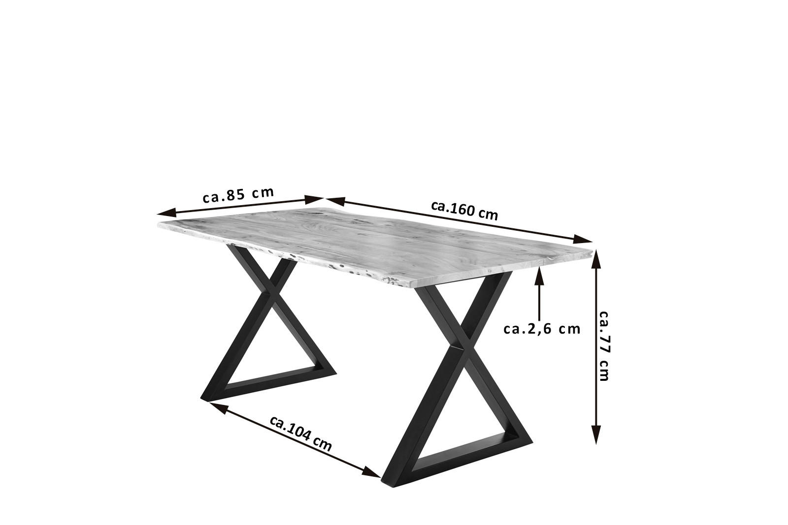 ESSTISCH LUBIN - Beige/Schwarz, Holz/Metall (85/160/77cm) - SAM