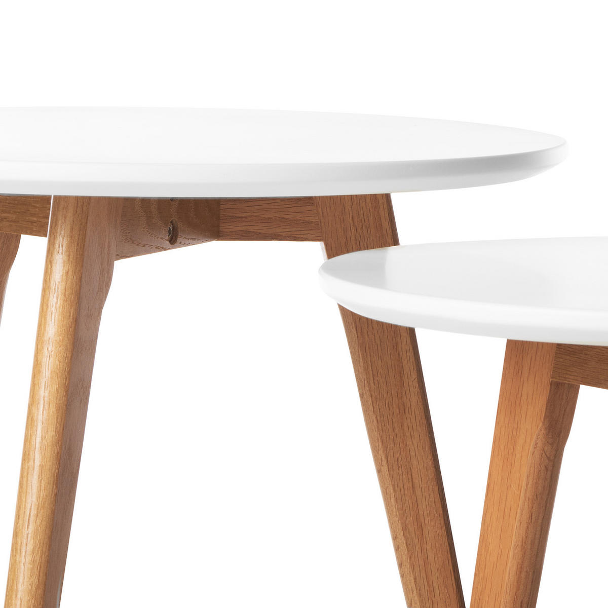 BEISTELLTISCH-SET - 2-teilig - Eiche teilmassiv - Matt Weiß - Weiß, Holz/Holzwerkstoff (50/50/45cm) - home24