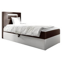 BOXBETT Gold Junior 1, Seite zum Öffnen des Bettkastens: Links - Weiß/Braun, Holz (90/200cm) - MIRJAN24