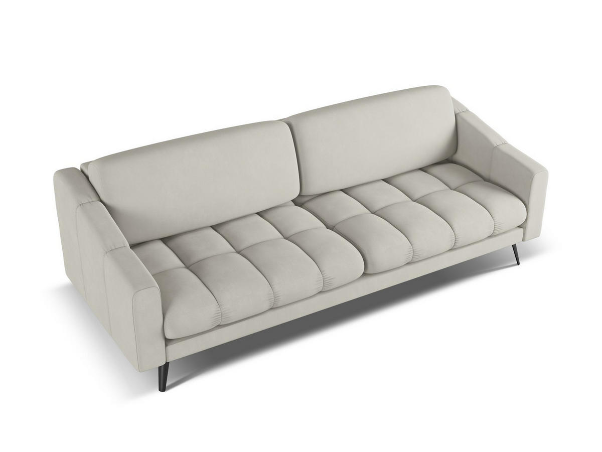 4-SITZER-SOFA Chenille Stoff Beige - Beige/Schwarz, Textil/Metall (238/80/95cm) - Makamii
