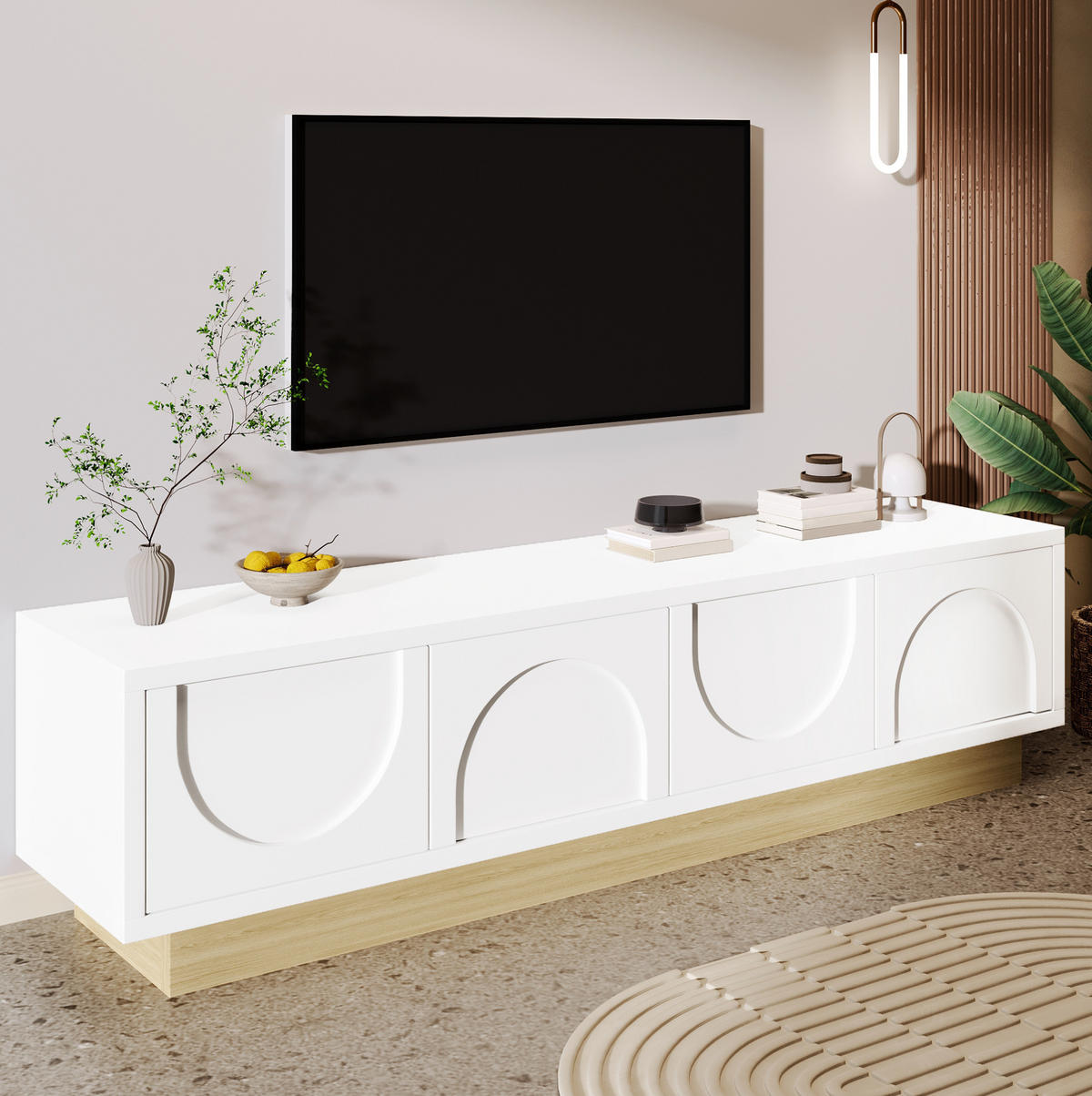 TV-ELEMENT mit 4 Türen 175 x 40 cm MDF Weiß - Weiß, Holzwerkstoff (40/41.5/175cm) - Beauniv