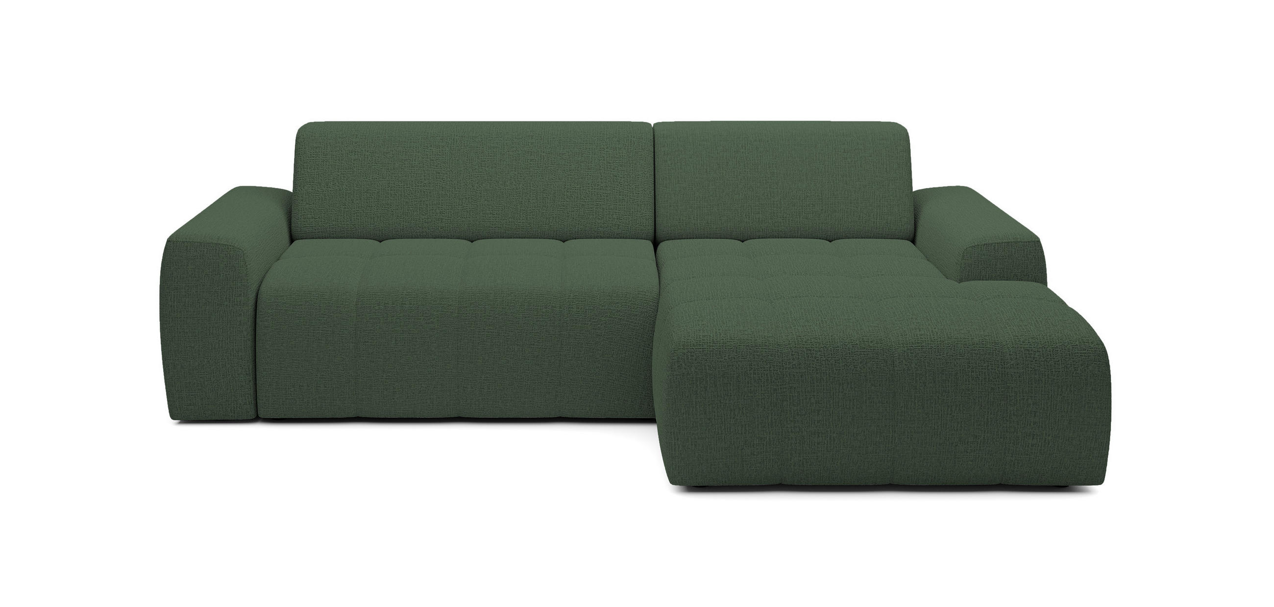ECKSOFA Savio Freistehend, mit Abriebfestem Kansas-Stoff, Maße 265x172x81 cm, Ausziehbare Sitzfläche 206x92 cm, Rechte, – Grün - Grün, Holz/Textil (265/172cm) - DomoHome