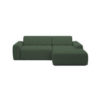 ECKSOFA Savio Freistehend, mit Abriebfestem Kansas-Stoff, Maße 265x172x81 cm, Ausziehbare Sitzfläche 206x92 cm, Rechte, – Grün - Grün, Holz/Textil (265/172cm) - DomoHome