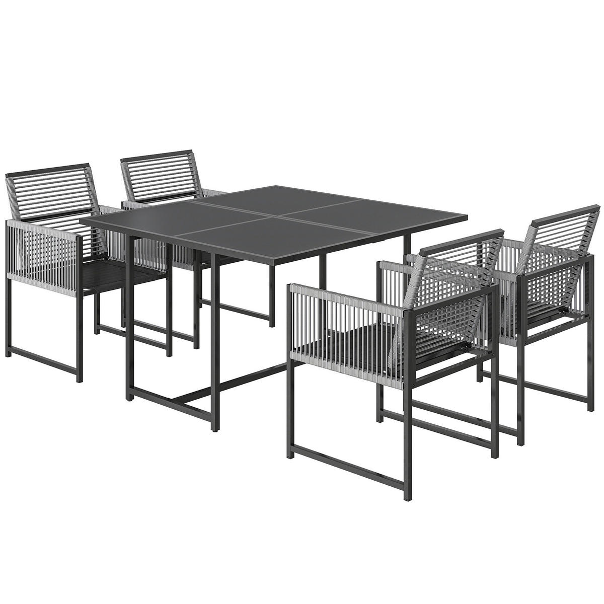 GARTENMÖBEL SET 5-teilig DE-09928 - Hellgrau, Metall - ComfortXL