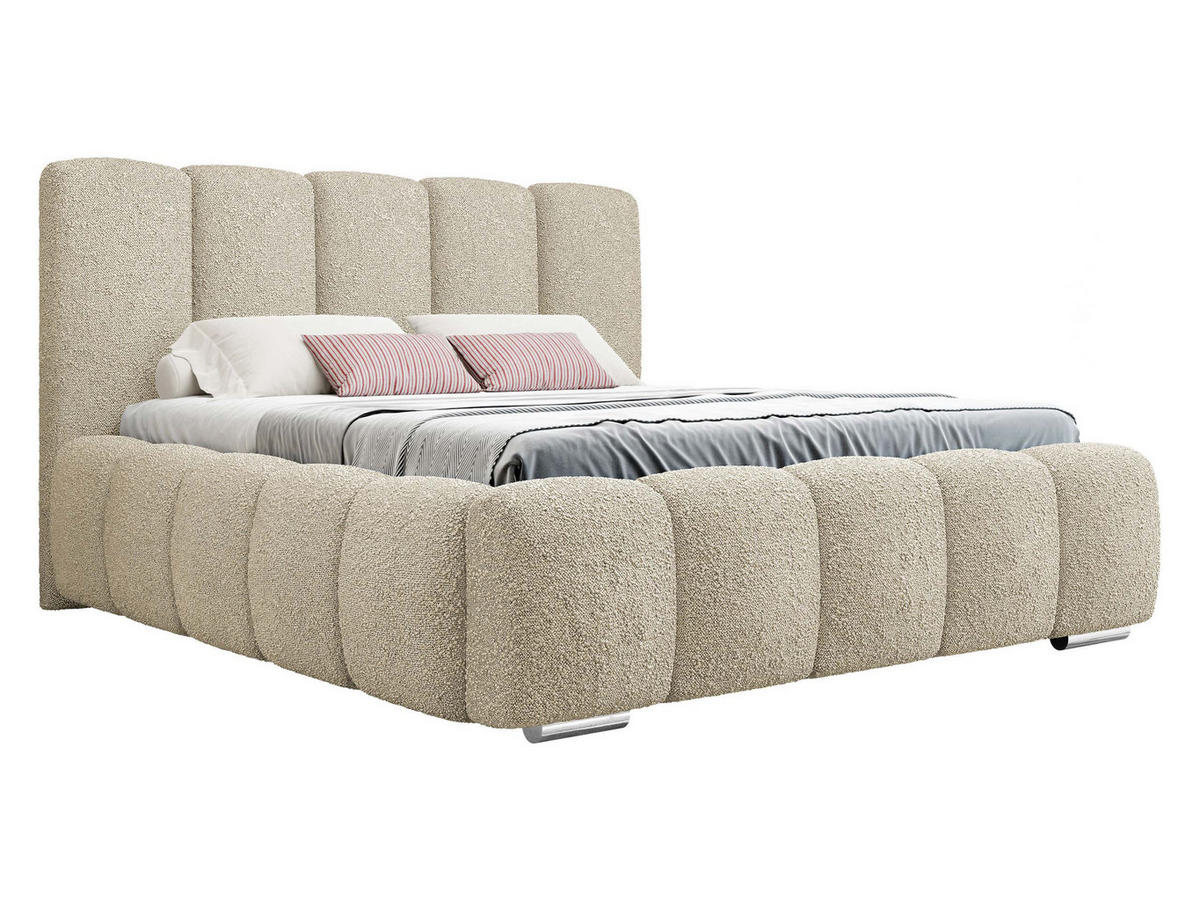 POLSTERBETT Wizko Boucle - Chromfarben/Beige, Holz/Holzwerkstoff (160/200cm) - MIRJAN24