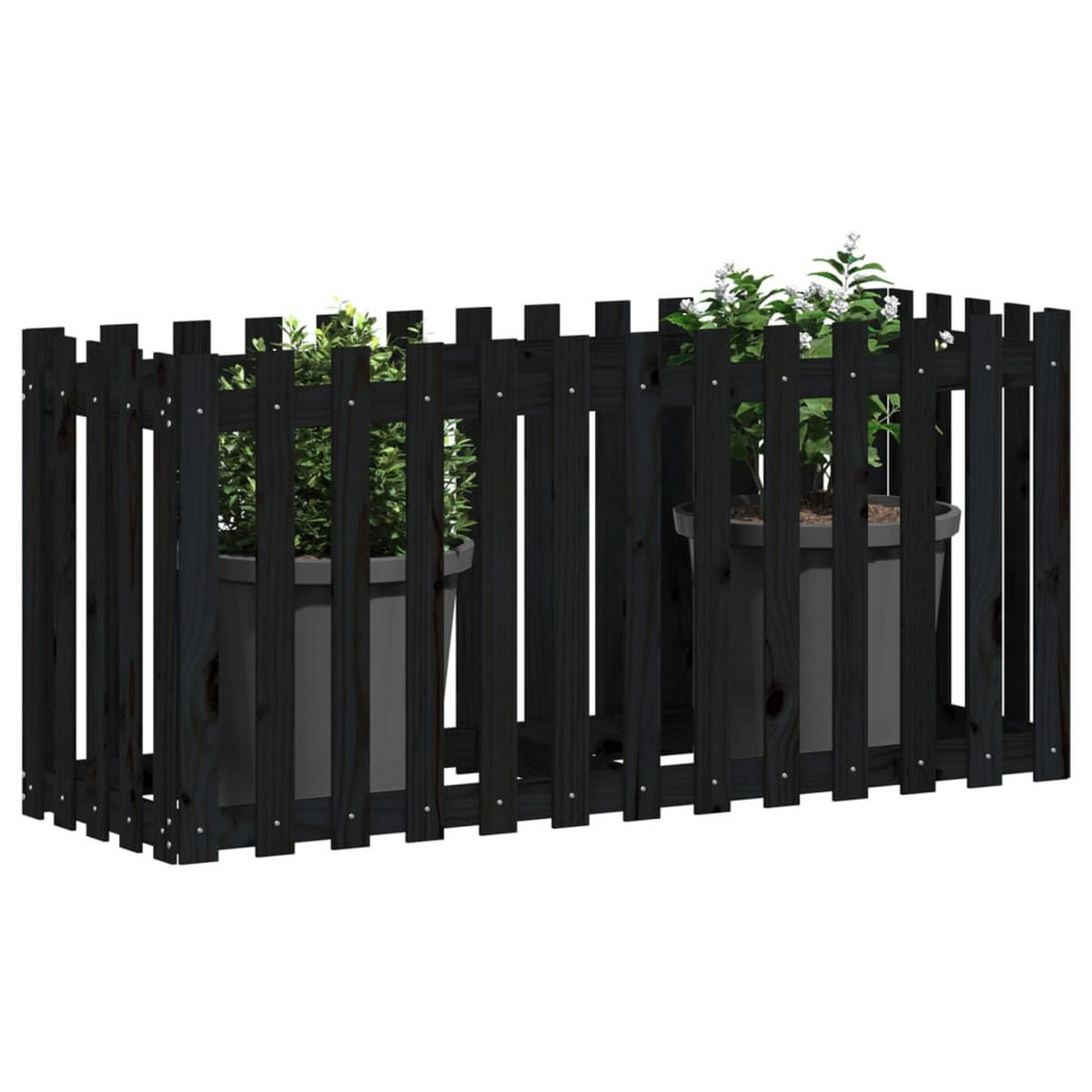 HOCHBEET Latten-Design Schwarz 150x50x70 cm Massivholz Kiefer - Schwarz, Holz (150/70/50cm) - furnicato