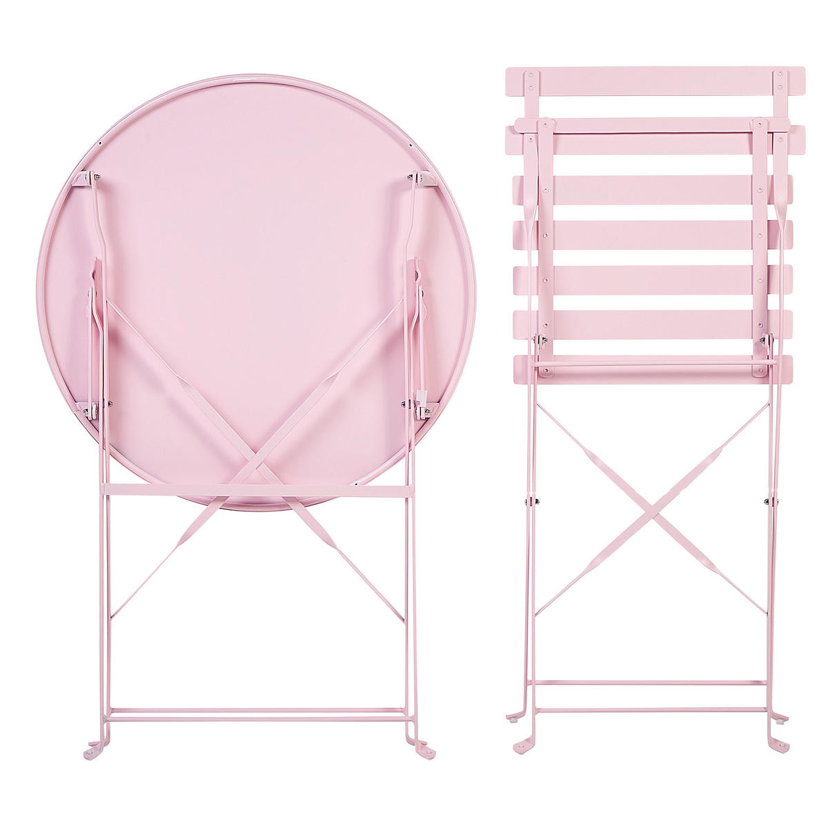 BALKONSET 2-Sitzer pastellrosa zusammenklappbar Fiori - Pink, Metall - Beliani