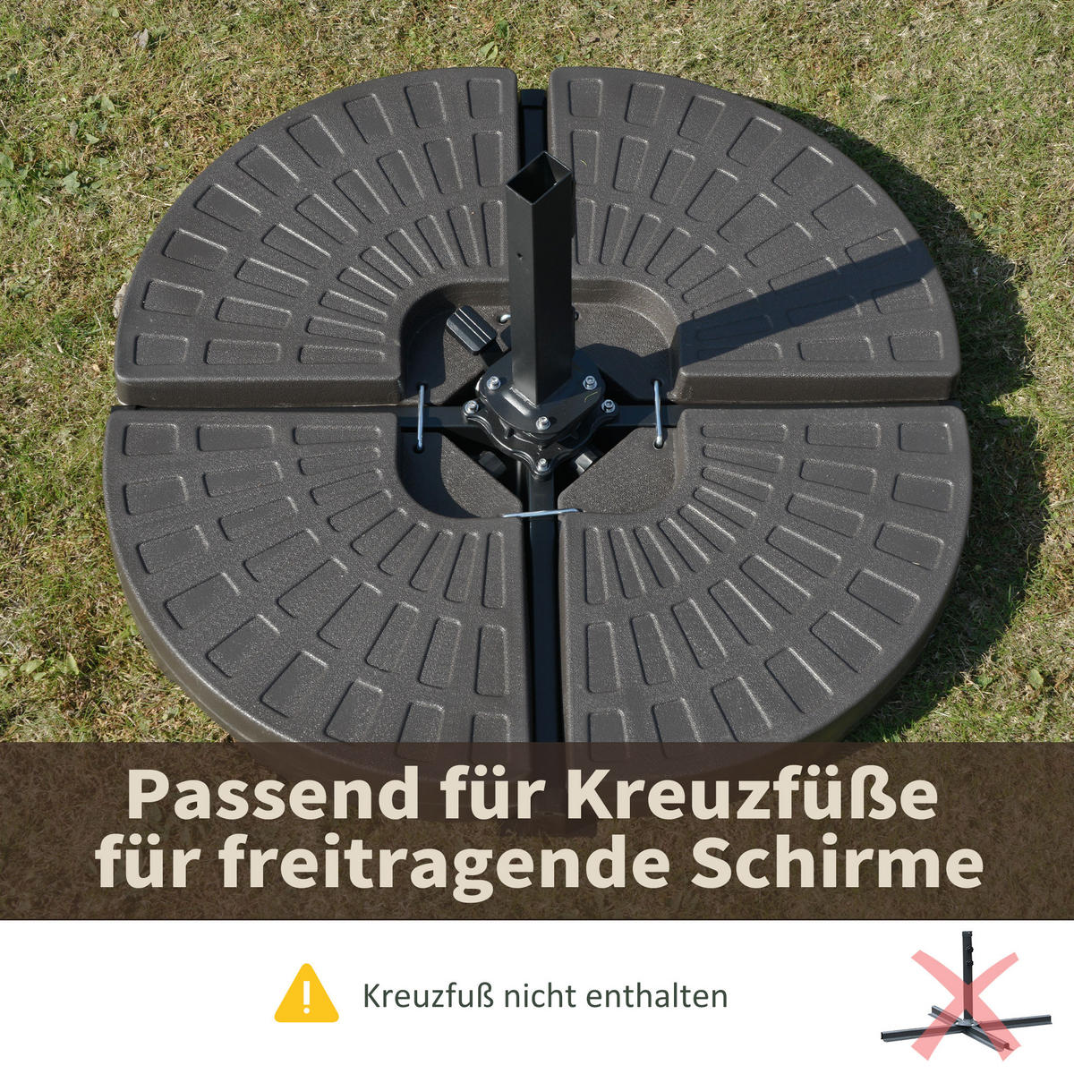 SCHIRMSTÄNDER mit 17 kg Wasser oder 25 kg Sand befüllbar HDPE Kaffee 100 x 100 x 10,5 cm - Braun, Kunststoff (100/100cm) - Outsunny