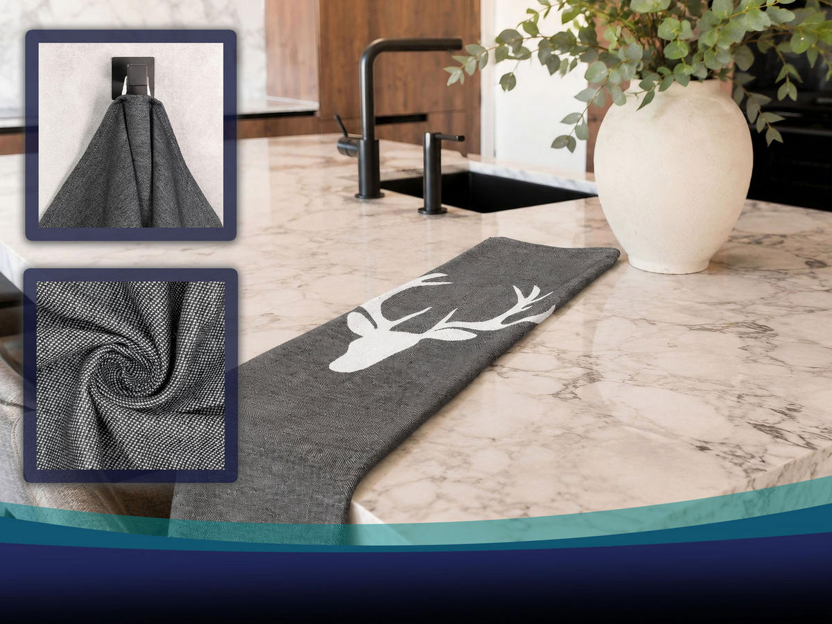 GESCHIRRTÜCHER, 5er-Set, 50x70 cm, 100% Baumwolle, Grau - Grau, Textil (50/70cm) - Zollner