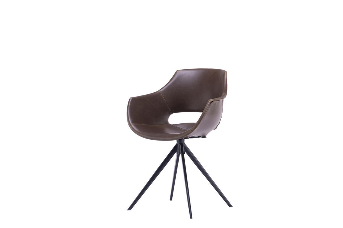 DREHSTUHL ZAJA Dunkelbraun Kunstleder - Dunkelbraun, Leder (57/85/59cm) - KAWOLA